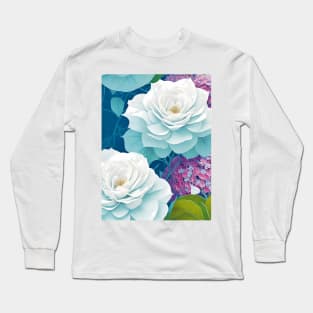 Roses And Hydrangeas Fantasy Long Sleeve T-Shirt